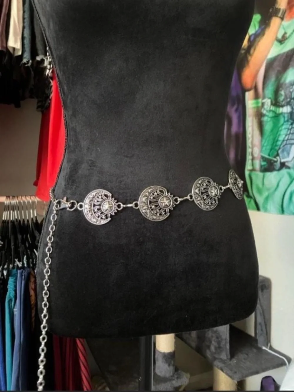 Silver Filigree Coin Link Waist Chain Belt